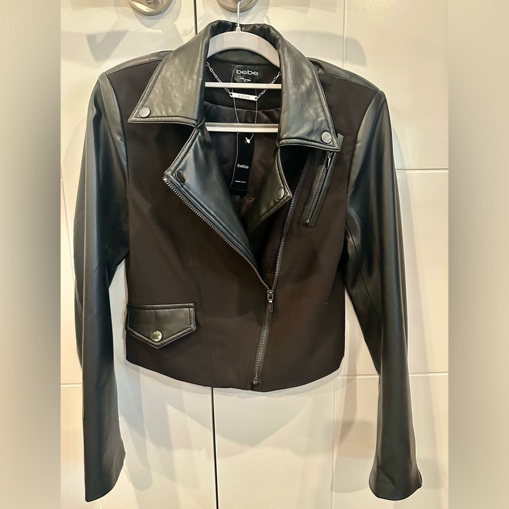 Bebe Black Leather Accent Jacket